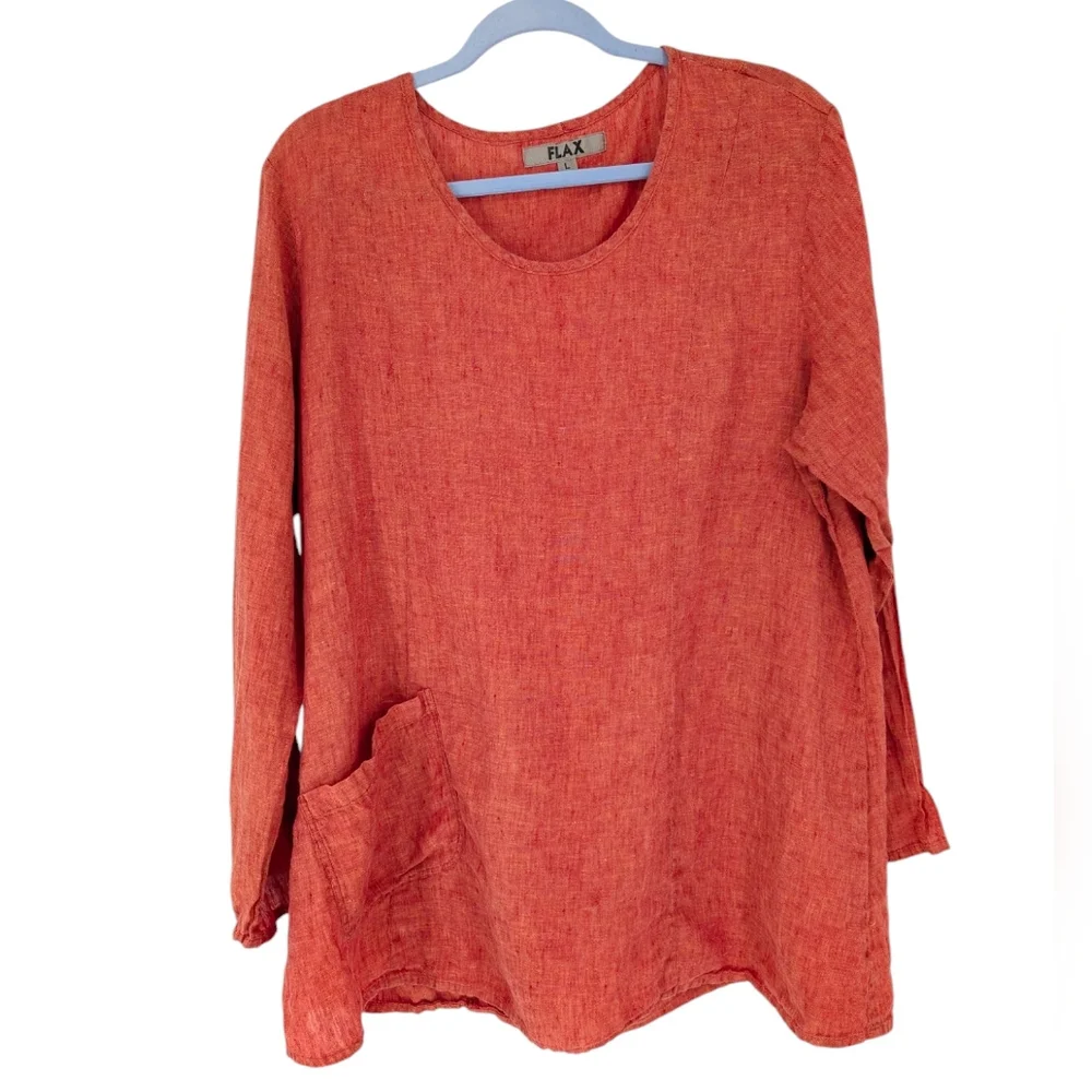 FLAX 100% Linen Top Lagenlook - Picture 1 of 5